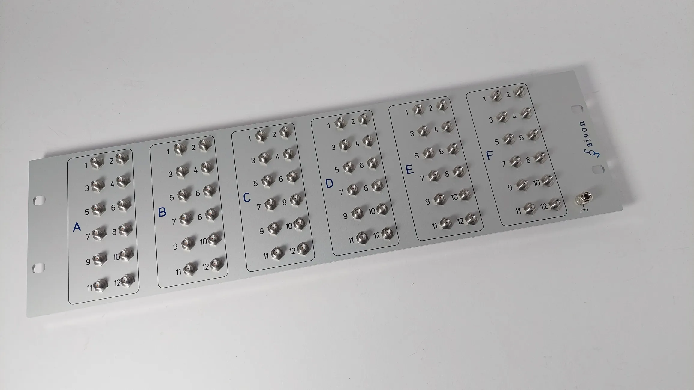 SMA-72 panel with 72 SMA feedthru adapters