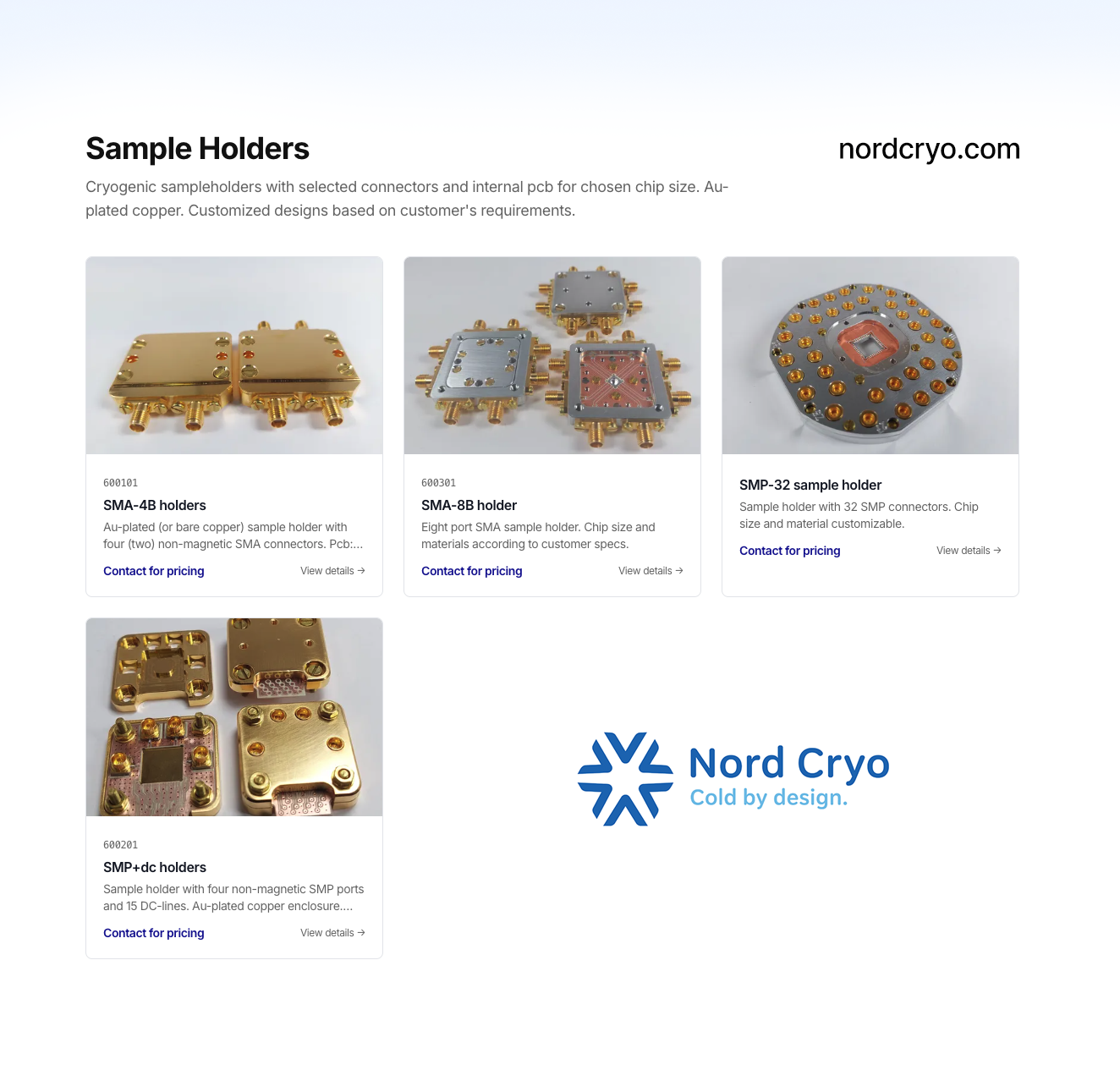 Sample Holders From Tens to 100+ Qubits